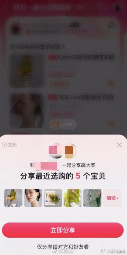 怎样在淘宝购物车上一次性选两个东西(淘宝推出一键分享购物车功能，方便网友互抄双11作业！)