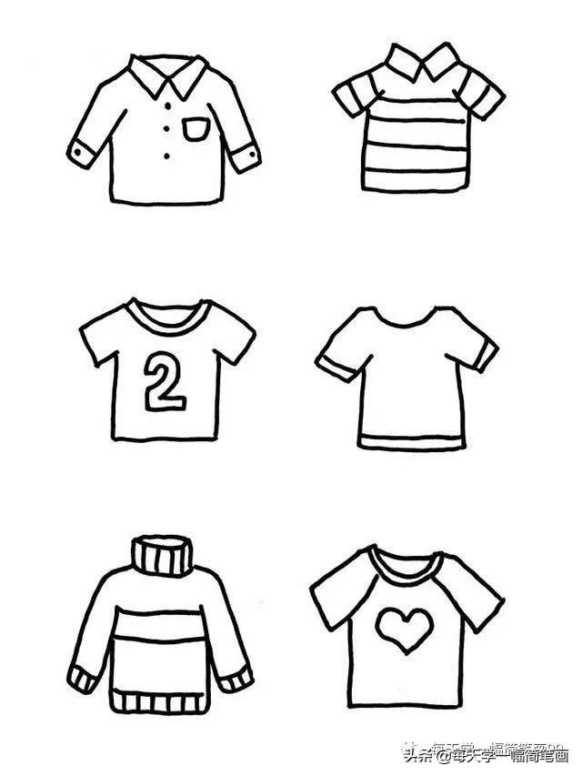 衣服图片大全简笔画(每天学一幅简笔画--卡通衣服服装简笔画手绘插画手账素材大全)