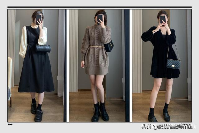 淘宝女装连衣裙秋冬新款女装(记住了，这三款连衣裙能从秋美到冬，时髦显瘦还保暖)