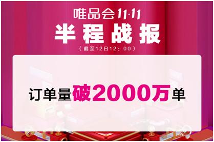 唯品特卖会女休闲卫衣女休闲卫衣(唯品会11.11半程战绩公布：订单量破2000万单)