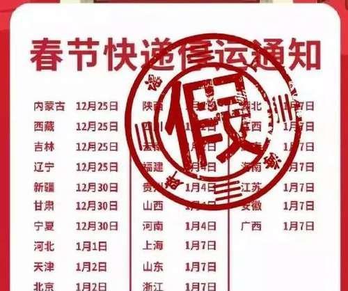 顺丰快递几点下班就不送快递了(2020快递春节停运时间 2020春节快递顺丰申通中通圆通韵达天天百世放假停运时间表)