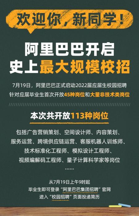 阿里巴巴网站首页内容(阿里巴巴大规模校招开启 45种岗位首次对应届生开放)