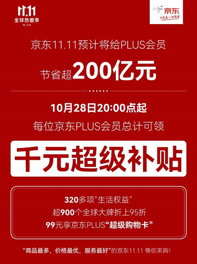 京东会员有哪些权益(京东11.11 PLUS会员省钱超200亿元！领千元“超级补贴”享超320项“生活特权”)