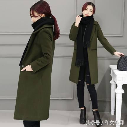 淘宝网休闲女装套装加棉(秋冬装韩版女装夹棉加厚毛呢外套女中长款廓形呢子大衣显瘦潮冬季)