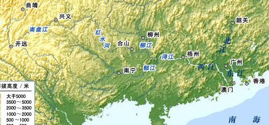 珠江流域地图(中国南方大河——珠江)