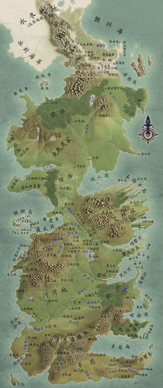 维斯特洛大陆地图(高清维斯特洛地世界地图中文版)
