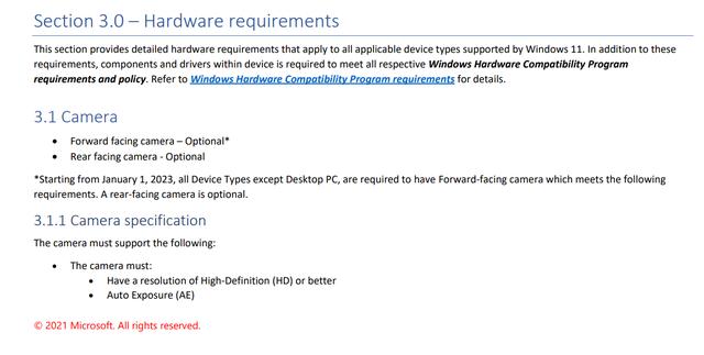 微软摄像头驱动(Win11 对笔记本提出要求，2023 年起必须配备指定规格的摄像头)