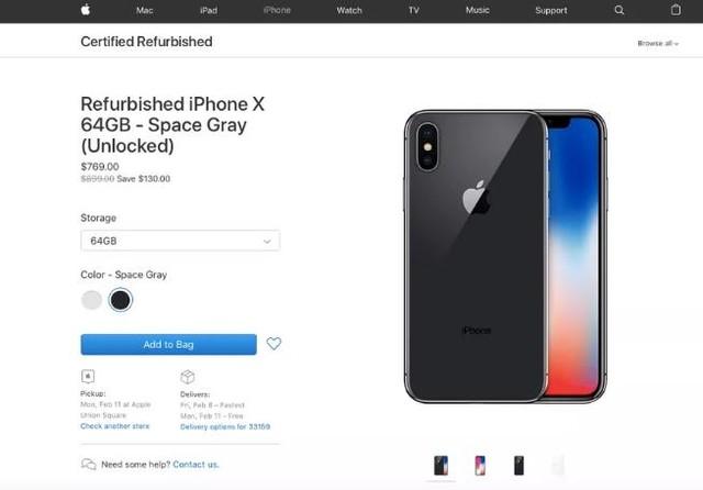现在苹果x多少钱64g(卷土重来：iPhone X悄然开卖 仅769美元还挺抢手)