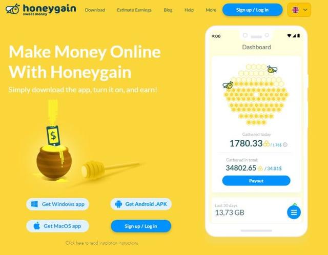 电脑全自动挂机赚钱(国外网赚项目Honeygain，手机电脑挂机轻松赚美金)