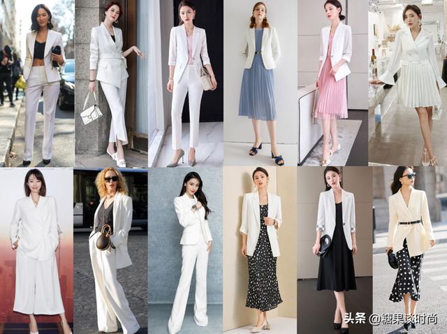 纯白色的图片 纯色(18套白色小西装，女人穿白色小西装真干净、漂亮)