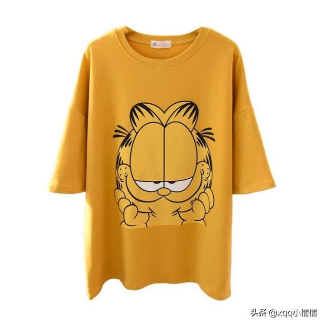 韩版女装新款半袖图片(韩国新款春夏季半袖女百搭卡通猫图案减龄遮肉宽松显瘦短袖t恤)