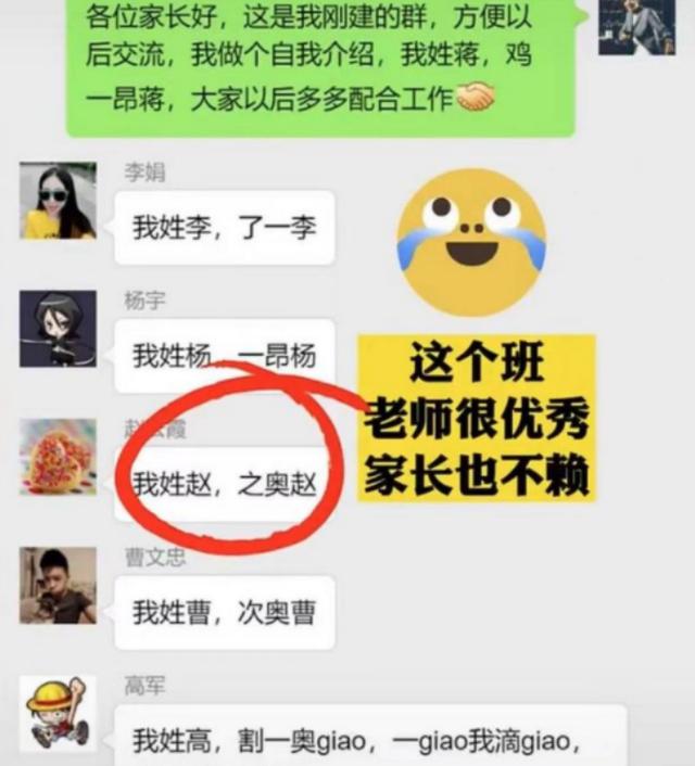 家人幽默群名姓许(家长群里“自我介绍”火了，职位头衔高端大气，翻译过后只想退群)