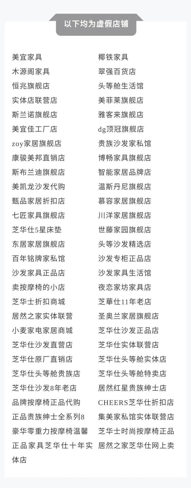淘宝假货店铺(关于淘宝商家售假芝华仕产品店铺名单公示)