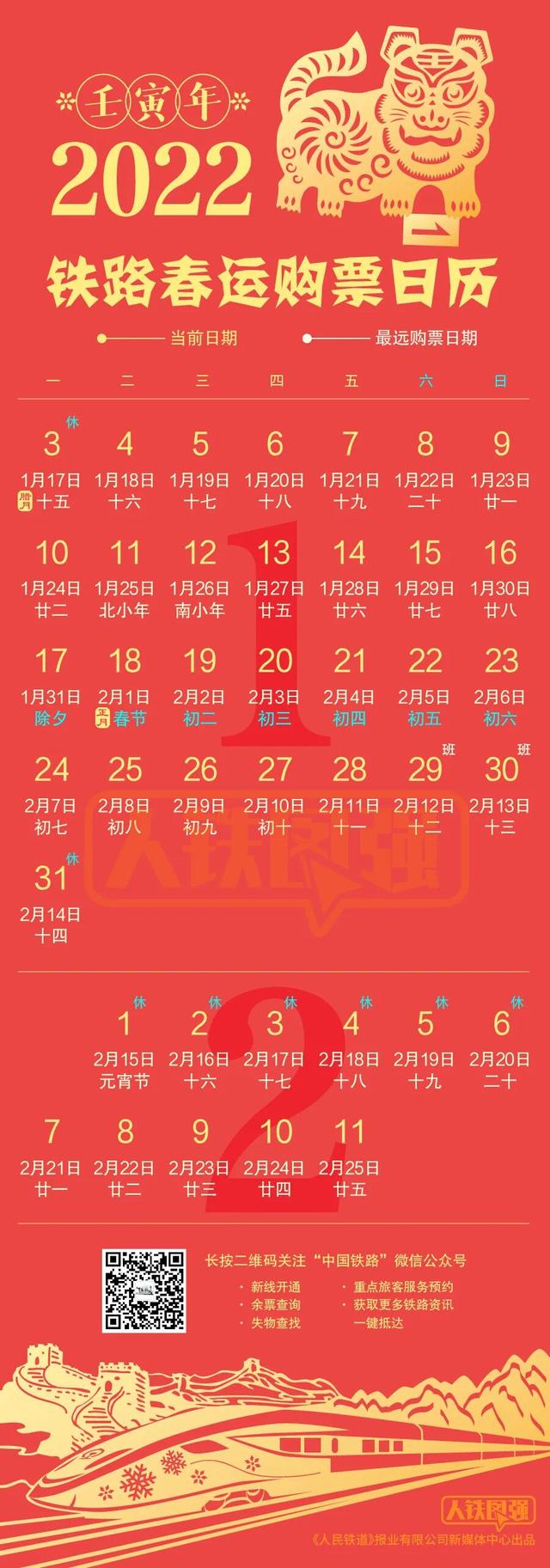 高铁票提前几天可以买?(2022年春运火车票开售，腊月二十九车票17日可买)